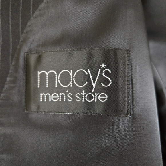 Y2K Lauren Ralph Lauren Black Pinstripe Single Breasted Wool Suit Jacket Size 48 - Picture 9 of 16